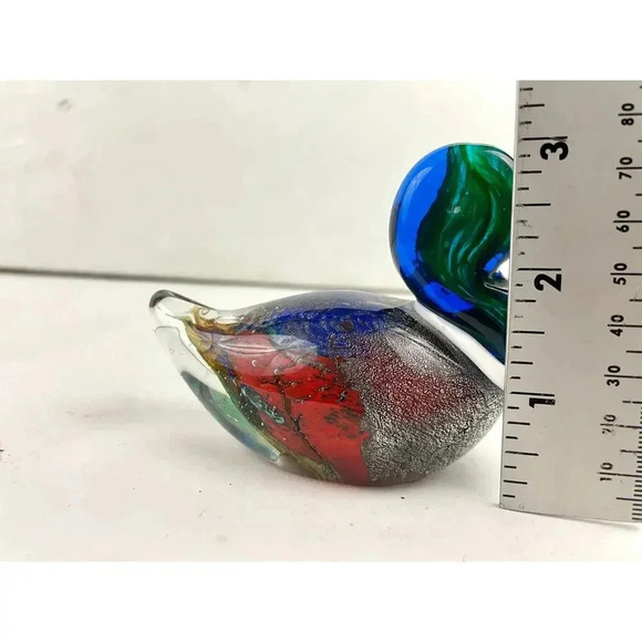 VTG Hand Blown Murano Glass Duck Paperweight Sparkle - Picture 6 of 16